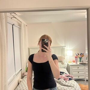 Brandy Melville Navy Sleeve Top